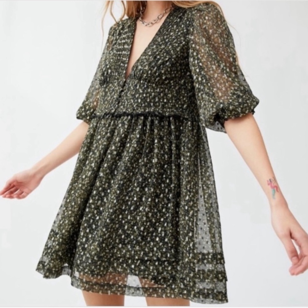 Urban Outfitters Black Floral Mini Dress
